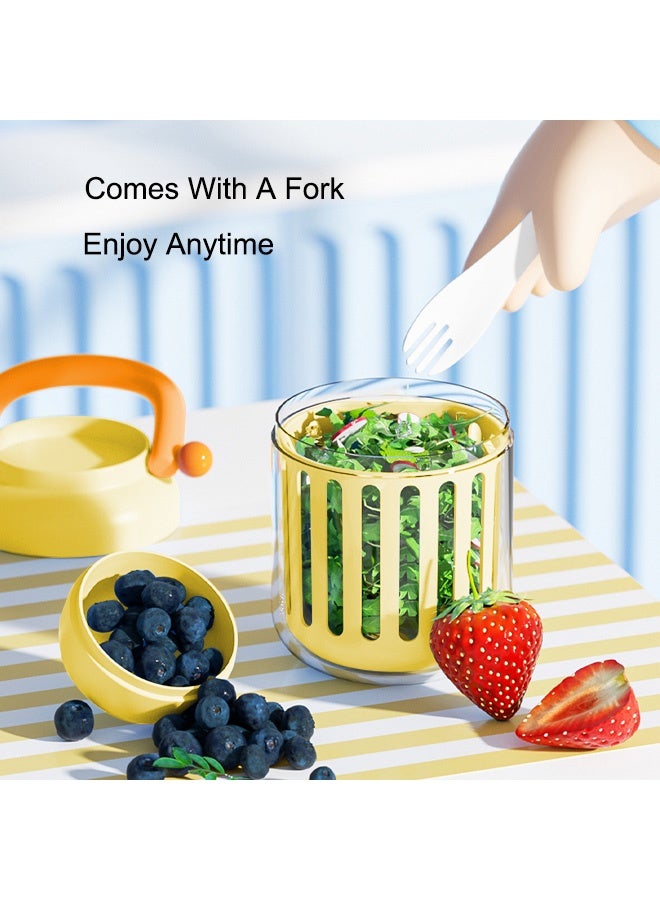 Salad Cup Yogurt Cup Breakfast Cup Food Storage Bento Box Salad Meal Shaker Cup School Lunch Box Yogurt Cups For On The Go With Spoon Double Layered Salad Cup Breakfast Salad Cup  - Image 4