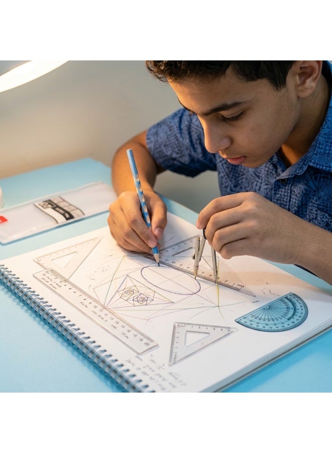 Deli 4-Piece Mathematical Geometry Ruler Set (20 cm) - High-Precision Transparent Drafting & Measuring Tool Kit with Straight Ruler, Protractor & Set Squares for Students, Teachers & Office Use - Image 3