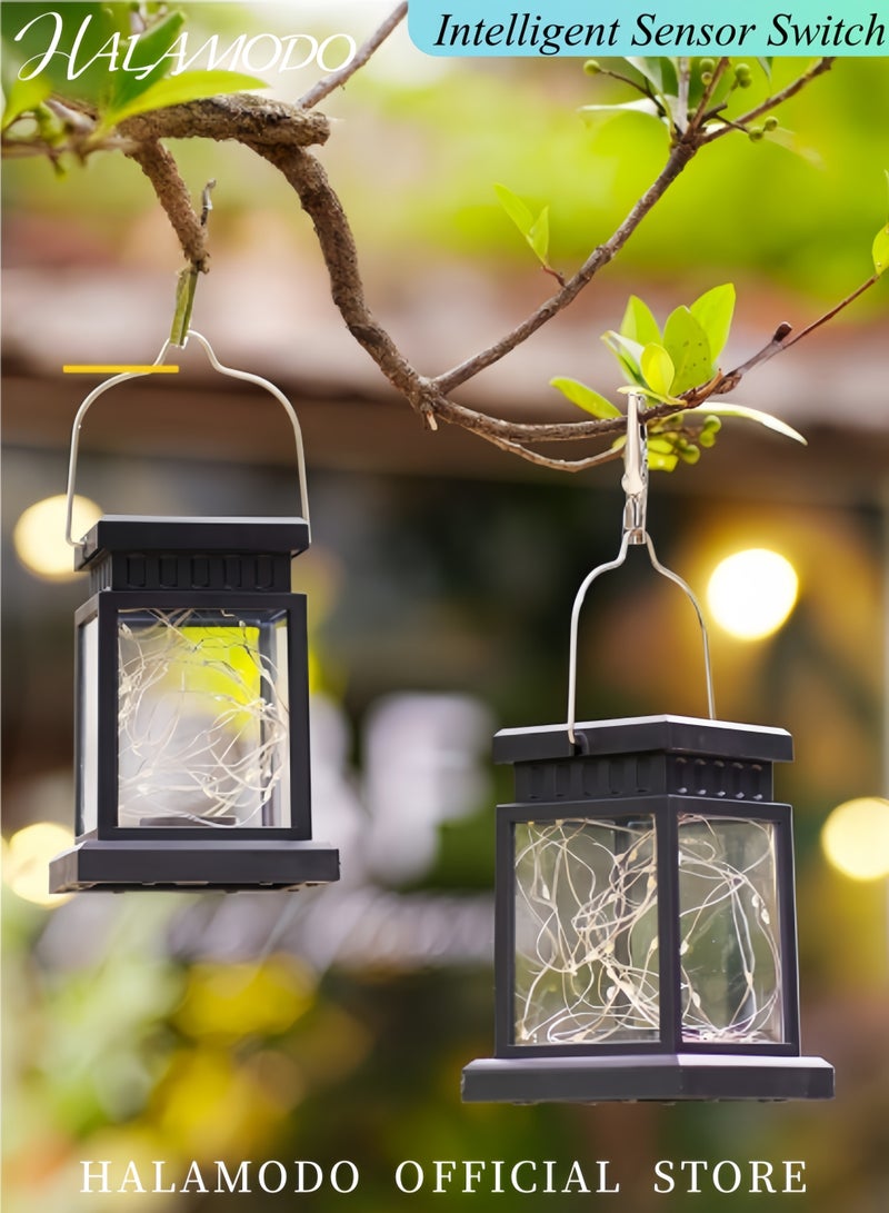Halamodo Hanging Solar Lanterns Outdoor 30 LED Solar Powered Fairy Lights Landscape Waterproof Lanterns Lamp for Patio, Yard, Garden and Pathway Decoration - Image 2