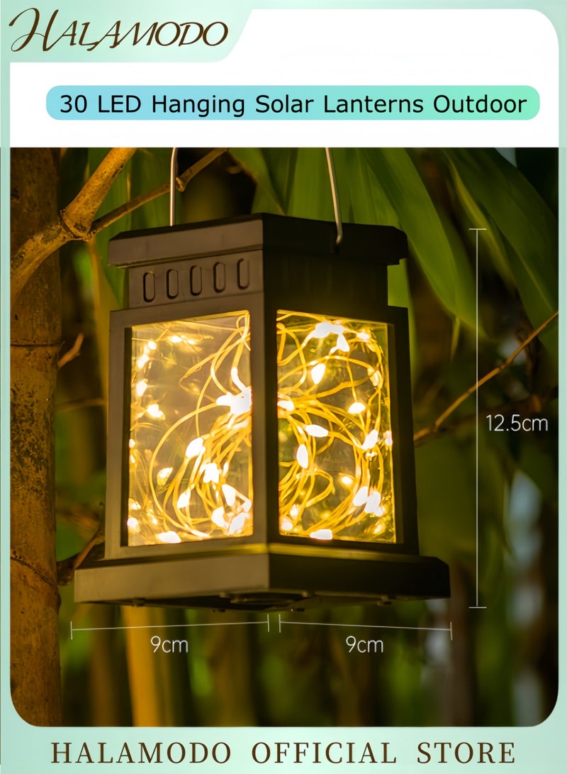 Halamodo Hanging Solar Lanterns Outdoor 30 LED Solar Powered Fairy Lights Landscape Waterproof Lanterns Lamp for Patio, Yard, Garden and Pathway Decoration - Image 1