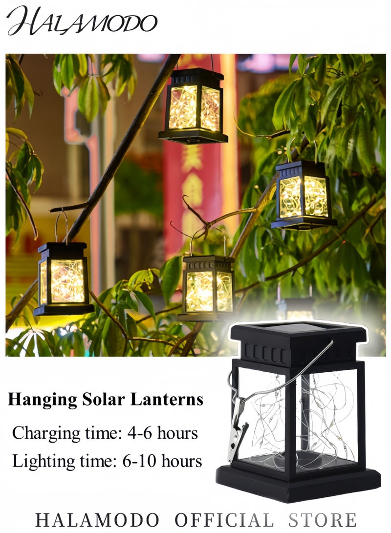 Halamodo Hanging Solar Lanterns Outdoor 30 LED Solar Powered Fairy Lights Landscape Waterproof Lanterns Lamp for Patio, Yard, Garden and Pathway Decoration - Image 3