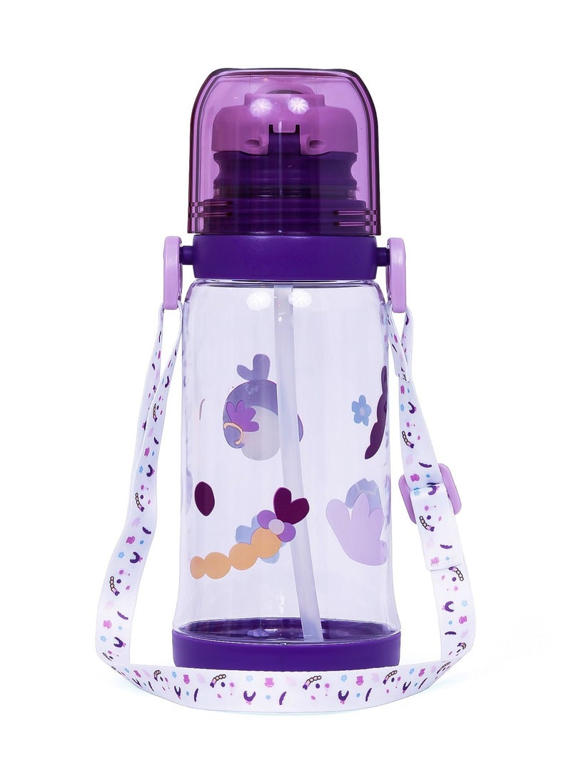 Eazy Kids Water Bottle 600ml With Straw - Purple  - Image 2