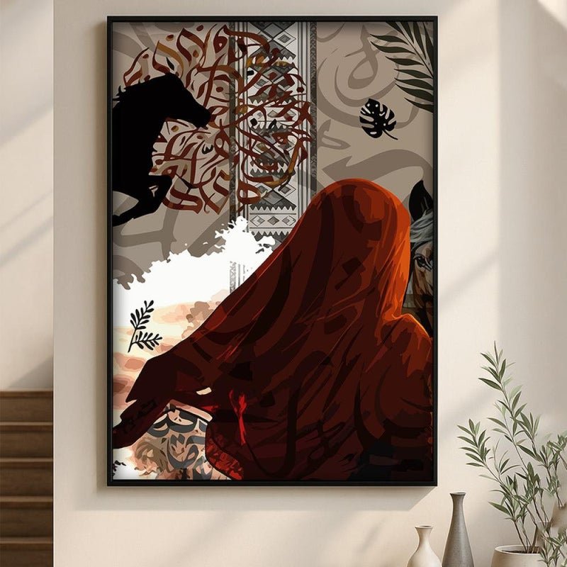 Marktna One canvas painting with a Najdi art design and a hollow frame, measuring (40×60), one piece - Image 2
