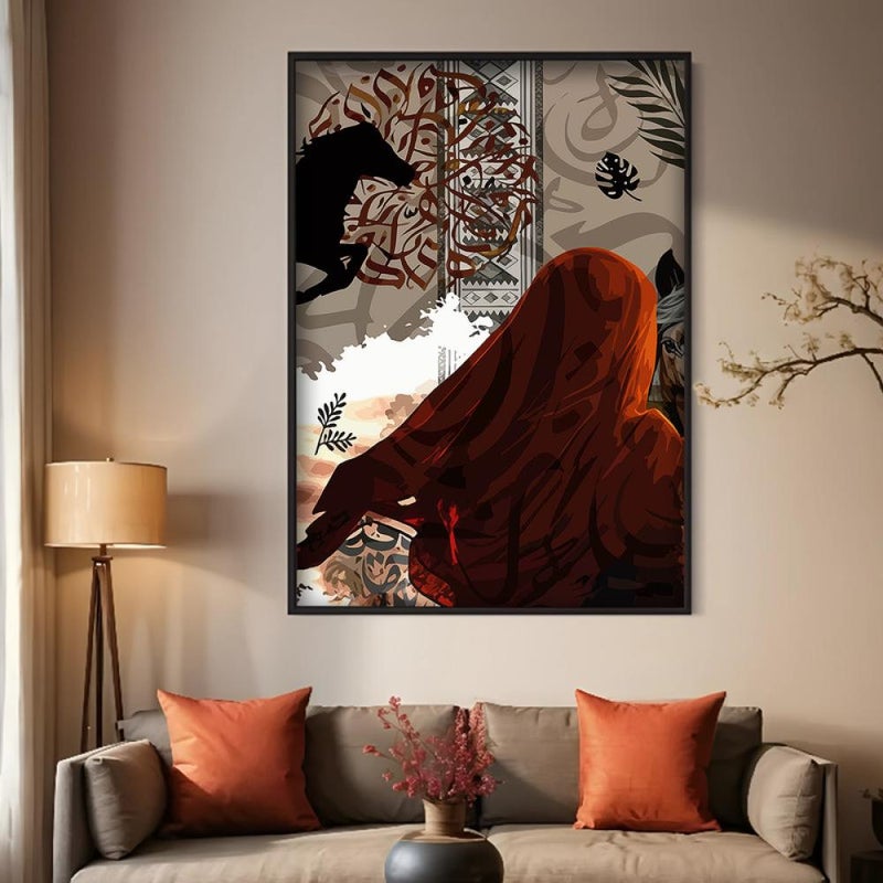 Marktna One canvas painting with a Najdi art design and a hollow frame, measuring (40×60), one piece - Image 3