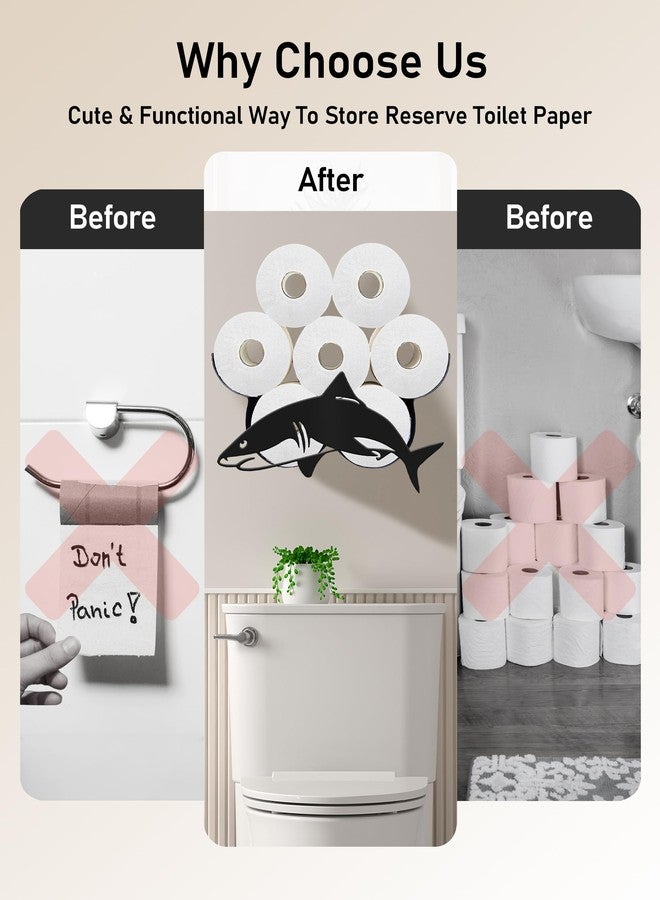 Wigag Shark Toilet Paper Holder for Extra 8 Rolls, Ocean Decorative Toilet Paper Storage Wall Mounted, Farmhouse Bathroom Animal Decor Accessories Storage Cabinet - Image 4