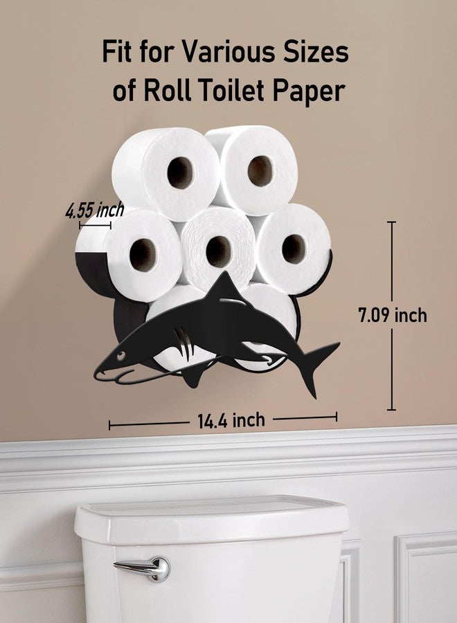 Wigag Shark Toilet Paper Holder for Extra 8 Rolls, Ocean Decorative Toilet Paper Storage Wall Mounted, Farmhouse Bathroom Animal Decor Accessories Storage Cabinet - Image 3