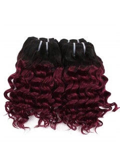 FASHION LINE 4 Bundles Deep Wave Short Bob Style Ombre 1B/99J Virgin Human Hair Bundles 50g Two Tone Burgundy Red Brazilian Hair Weave 10” 