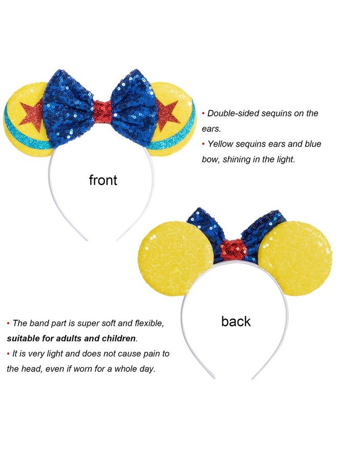 CHuangQi Mouse Ears Headbands With Shiny Bow Doublesided Sequins Glitter Hair Band For Birthday Party Celebration Or Event (Xc22) - Image 3
