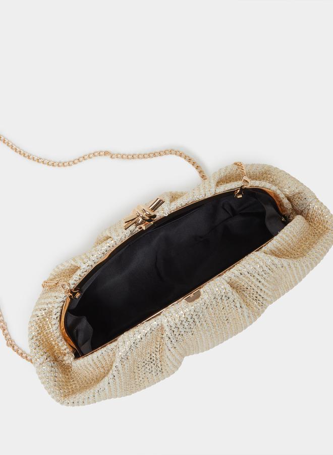 Styli Gold Clutch Bag with Chain Strap - Image 4