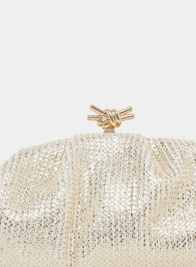 Styli Gold Clutch Bag with Chain Strap