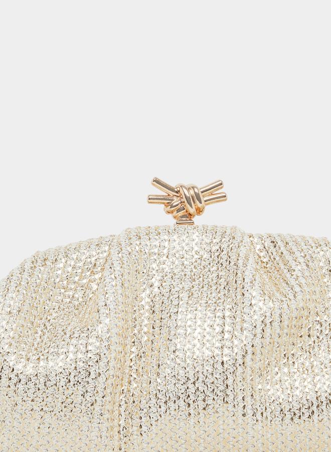 Styli Gold Clutch Bag with Chain Strap - Image 3