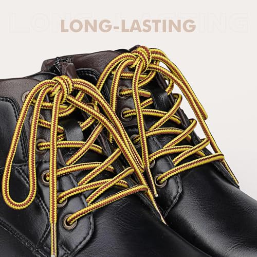 Stepace Round Shoelaces [2 Pairs] Heavy Duty Boot Shoe Laces for Hiking Work Boots Golden Brown-140(Stripe) - Image 3