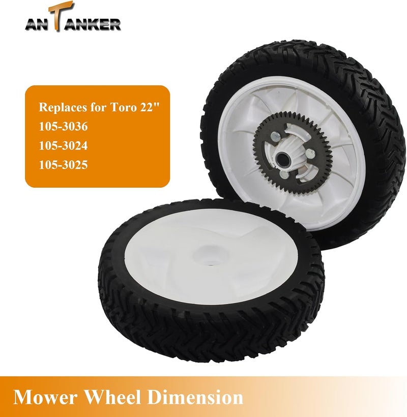Antanker 105-3036 Wheel Gear Assembly Replaces for Toro 105-3036 105-3024 105-3025 for Toro 22" Lawn Mower Rear Wheel 8 Inch, 2 Pack, 20017 20041 20066 20068 20073 Recycler Self-Propelled Push Mower - Image 3