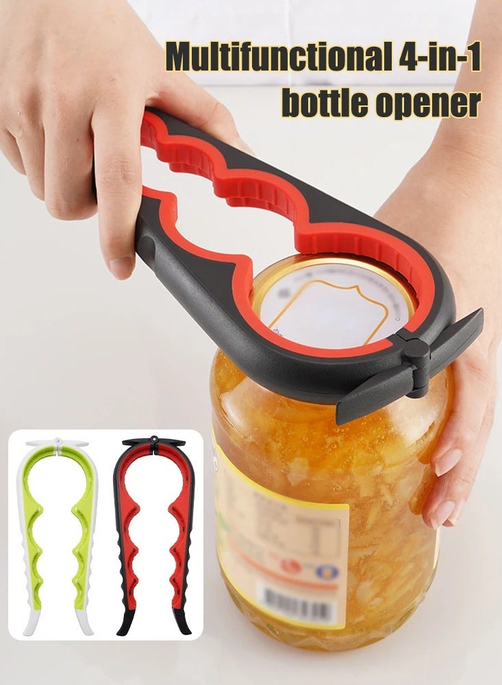 AROAQ Can Opener, Multi Functional Four In One Beverage Bottle Opener, Effective And Easy To Use Jar Opener, Anti Slip Cap Twister For Weak Hands, Seniors With Arthritis, (Red)  - Image 5