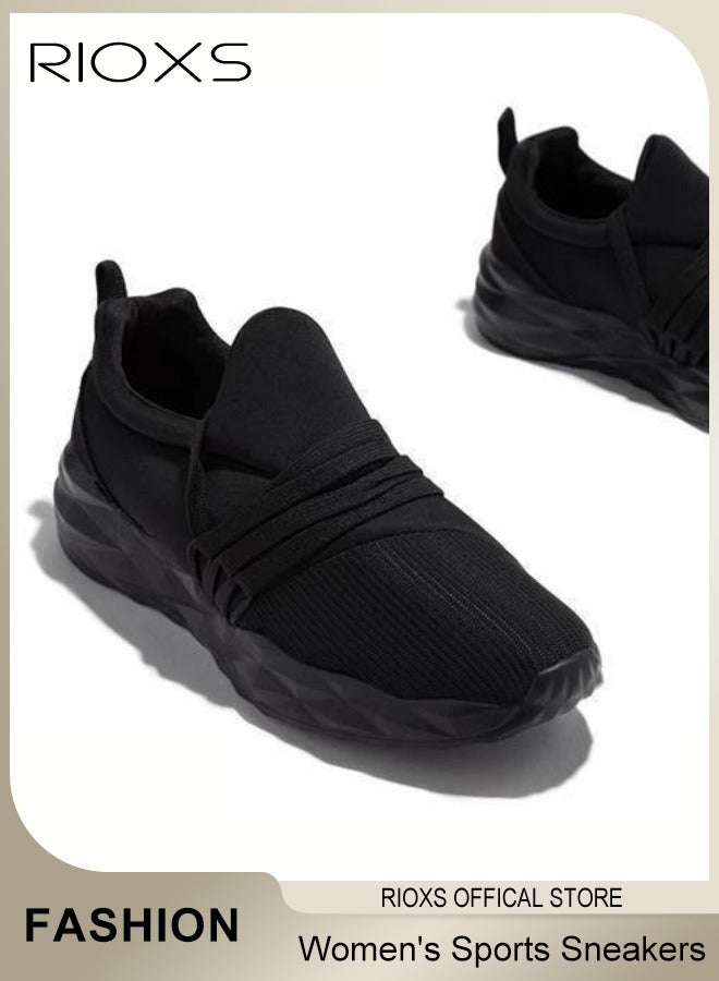 RIOXS Women's Sneakers, Fashion Casual Sports Shoes, Lightweight Non-Slip Shoes, Flat Lace Up Shoes For Women, Ladies Footwear, Breathable Mesh Tennis Shoes, Workoout Shopping Travel Gym Running Shoes  - Image 2