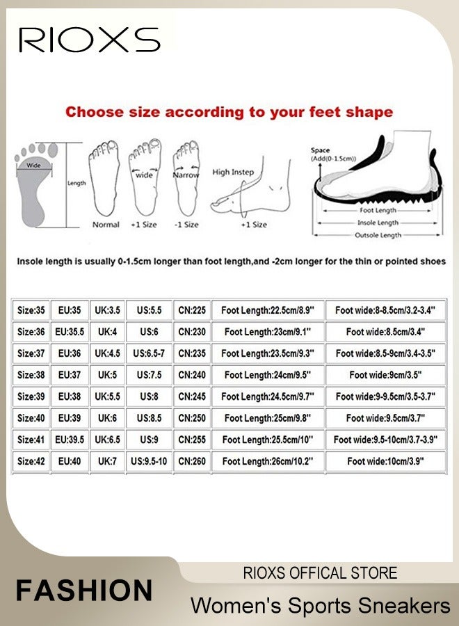 RIOXS Women's Sneakers, Fashion Casual Sports Shoes, Lightweight Non-Slip Shoes, Flat Lace Up Shoes For Women, Ladies Footwear, Breathable Mesh Tennis Shoes, Workoout Shopping Travel Gym Running Shoes  - Image 5