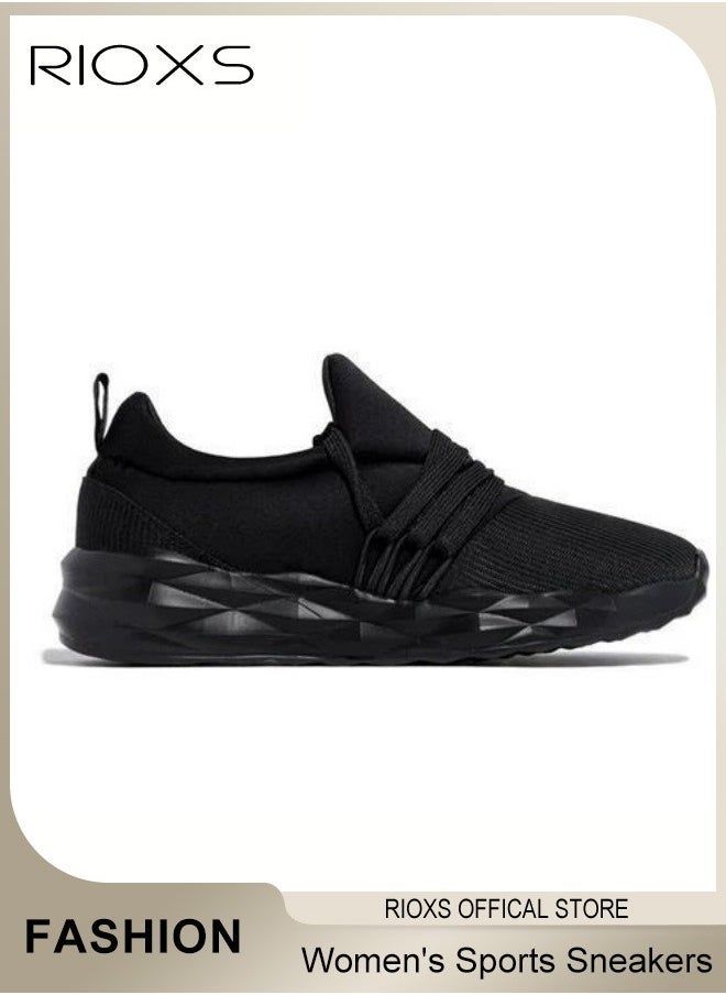 RIOXS Women's Sneakers, Fashion Casual Sports Shoes, Lightweight Non-Slip Shoes, Flat Lace Up Shoes For Women, Ladies Footwear, Breathable Mesh Tennis Shoes, Workoout Shopping Travel Gym Running Shoes  - Image 1