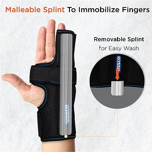 Vissco Boxer's Support Brace With Detachable Splints For Finger Fracture, Trigger finger - Left/Right hand (Black) - Image 2
