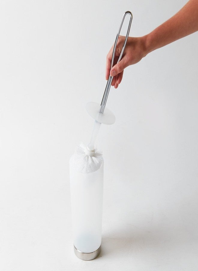 إنترديزاين مجموعة فرشاة وحامل مرحاض بلاستيكي آي ديزاين ٥٩٤٠٠ أريا خالي من مادة BPA - ٤ × ٤ × ١٦.٥ بوصة، شفاف/كروم - Image 5