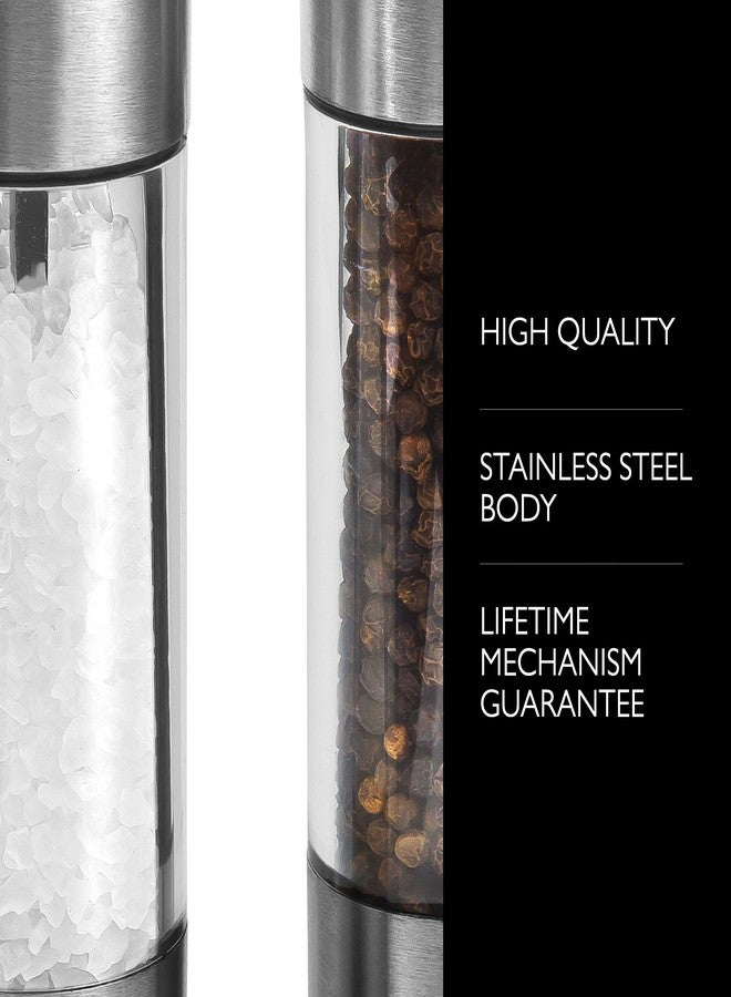 Cole & Mason Everyday Salt & Pepper Mill Gift Set - Filled Salt & Pepper Grinders - Refillable & Adjustable Mill Set - Acrylic & Stainless Steel Salt & Pepper Grinders - Hand Wash - Stainless Steel - Image 3