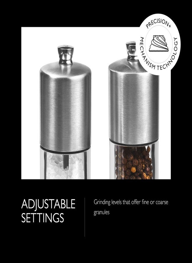 Cole & Mason Everyday Salt & Pepper Mill Gift Set - Filled Salt & Pepper Grinders - Refillable & Adjustable Mill Set - Acrylic & Stainless Steel Salt & Pepper Grinders - Hand Wash - Stainless Steel - Image 4