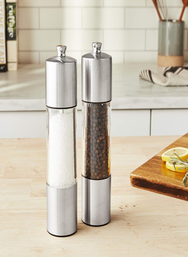 Cole & Mason Everyday Salt & Pepper Mill Gift Set - Filled Salt & Pepper Grinders - Refillable & Adjustable Mill Set - Acrylic & Stainless Steel Salt & Pepper Grinders - Hand Wash - Stainless Steel - Image 2
