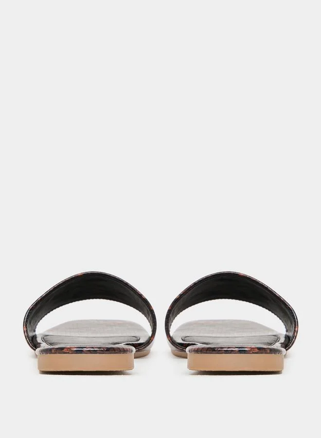 Styli Snakeskin Print Flat Sandals