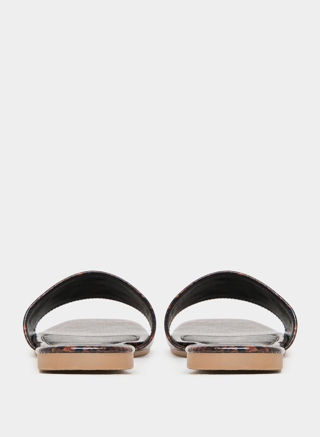 Styli Snakeskin Print Flat Sandals - Image 4