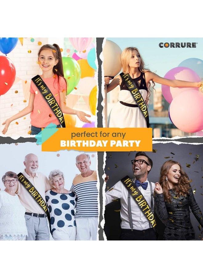 شريط لامع من CORRURE "It's My Birthday" مع رقائق ذهبية معدنية - شريط لامع أسود للرجال والنساء - شريط عيد ميلاد للذكرى 18 أو 21 أو 25 أو 30 أو 40 أو 50 أو أي عيد ميلاد آخر - لوازم هدايا رائعة للحفلات - pzsku/ZBFBC6BCA94C3214F4849Z/45/_/1741330031/a108f95e-150d-4860-90a7-6f65bee0b7ff