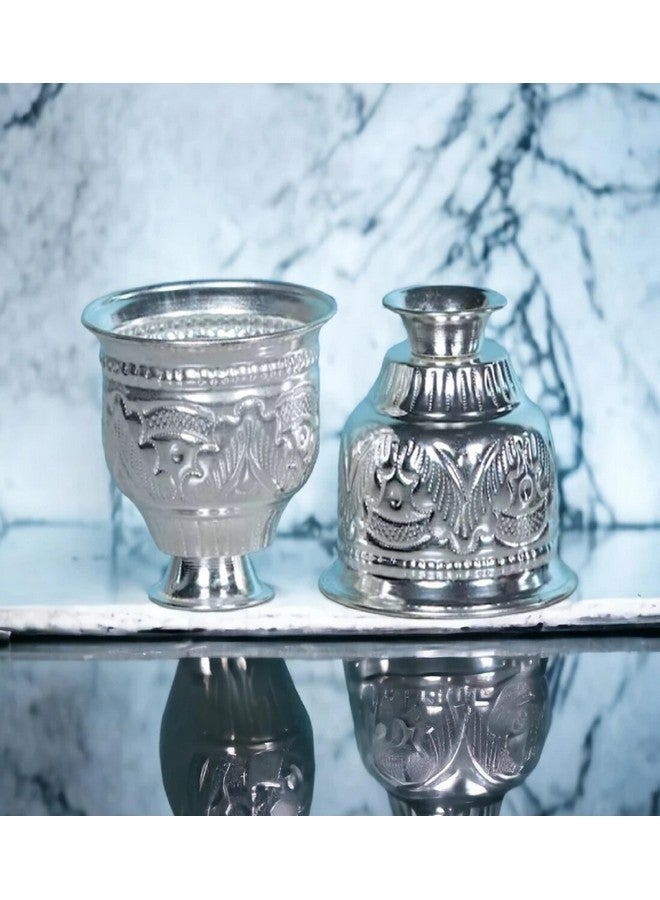 Sigaram German Silver 2.5 Inch Kum Kum Bharani Cup for Home Temple Pooja Decore K2527 - Image 3