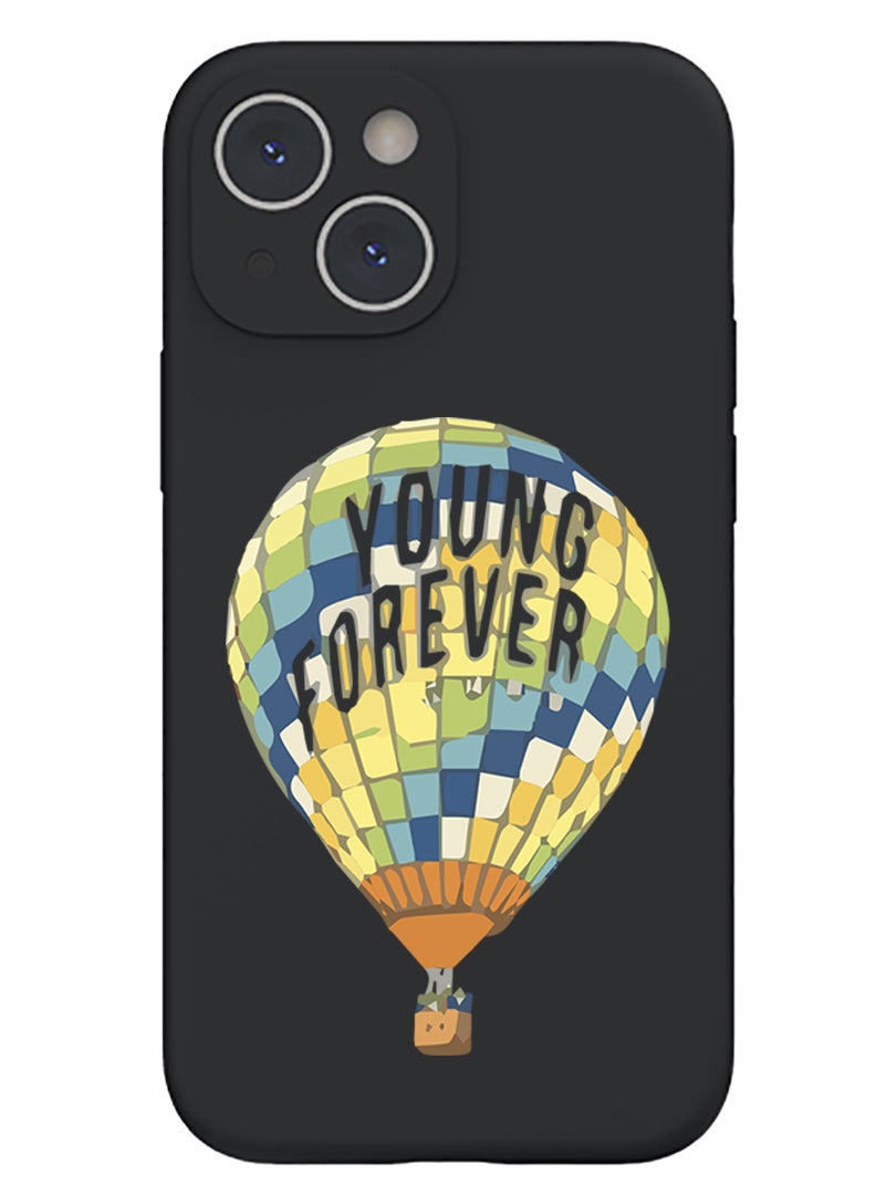 Theodor Protective Slim Fit Case Liquid Silicone Cover with Full Body Protection Anti-Scratch Shockproof Case For iPhone 15 Black  - Aloha Beach Paradise Black copy - Image 1