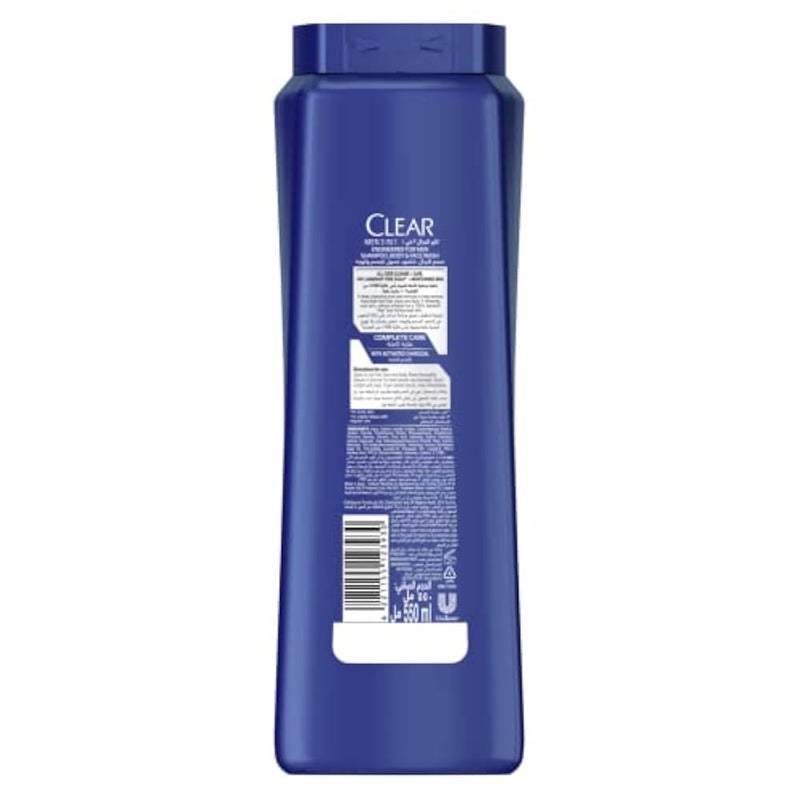 Clear Men 3 In 1 For Hair Body & Face 550ML - Image 2
