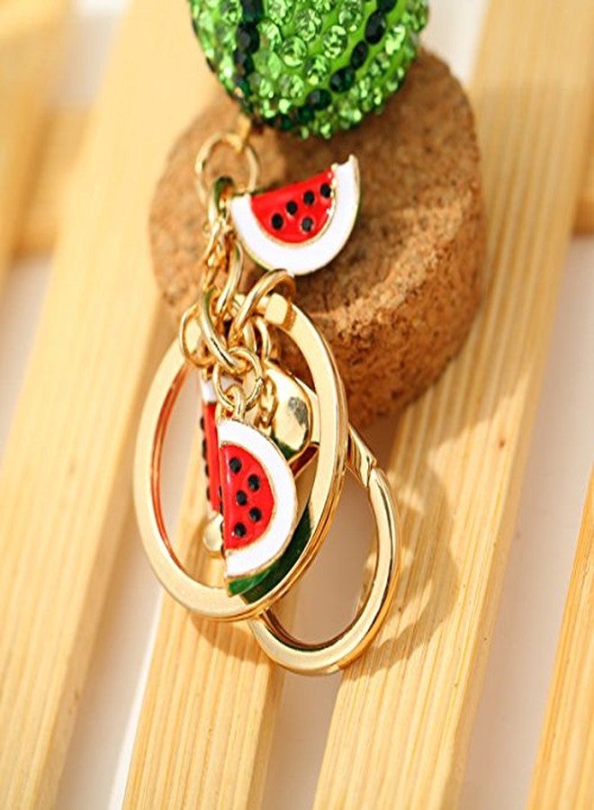 Bestdays Crystal Rhinestone Key Ring Keychain Charm (Green Watermelon) - Image 4
