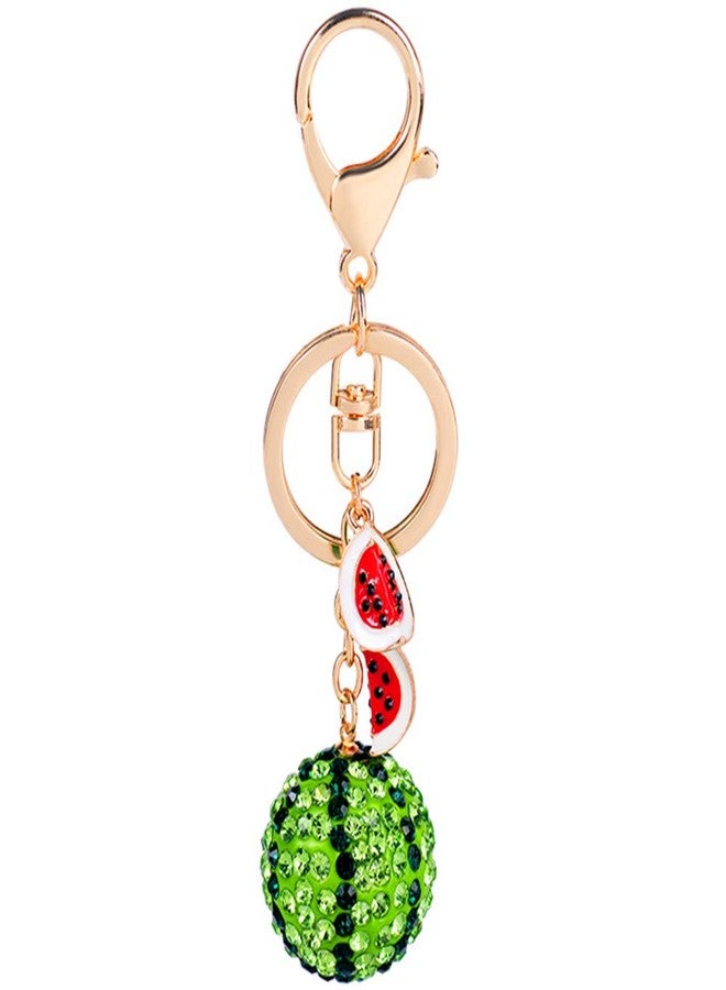 Bestdays Crystal Rhinestone Key Ring Keychain Charm (Green Watermelon) - Image 1