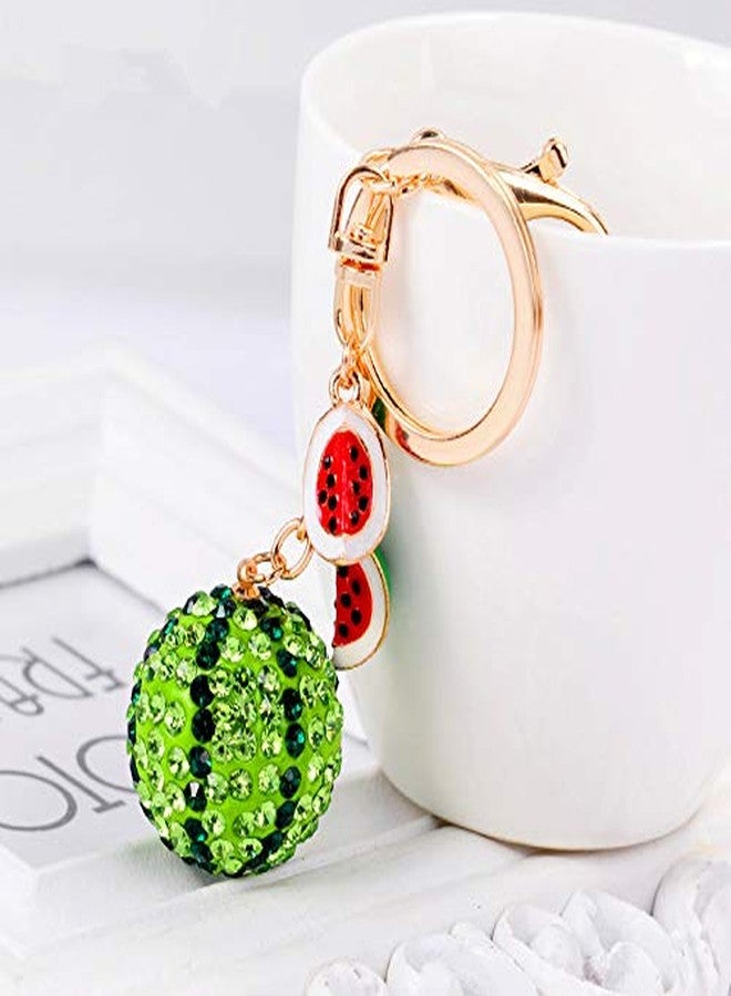 Bestdays Crystal Rhinestone Key Ring Keychain Charm (Green Watermelon) - Image 5