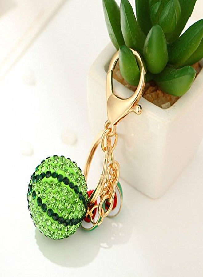 Bestdays Crystal Rhinestone Key Ring Keychain Charm (Green Watermelon) - Image 2