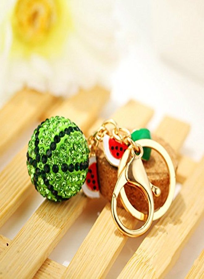 Bestdays Crystal Rhinestone Key Ring Keychain Charm (Green Watermelon) - Image 3