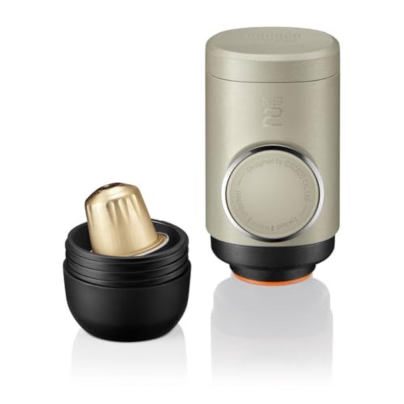 MINIPRESSO NS2 - ماكينة اسبريسو محمولة لكبسولات القهوة، صديقة للبيئة، مصنوعة باستخدام الكتلة الحيوية، 18 بار استخلاص قوي، خفيفة الوزن للغاية، نظام خزان مياه متكامل - بيج - Image 2