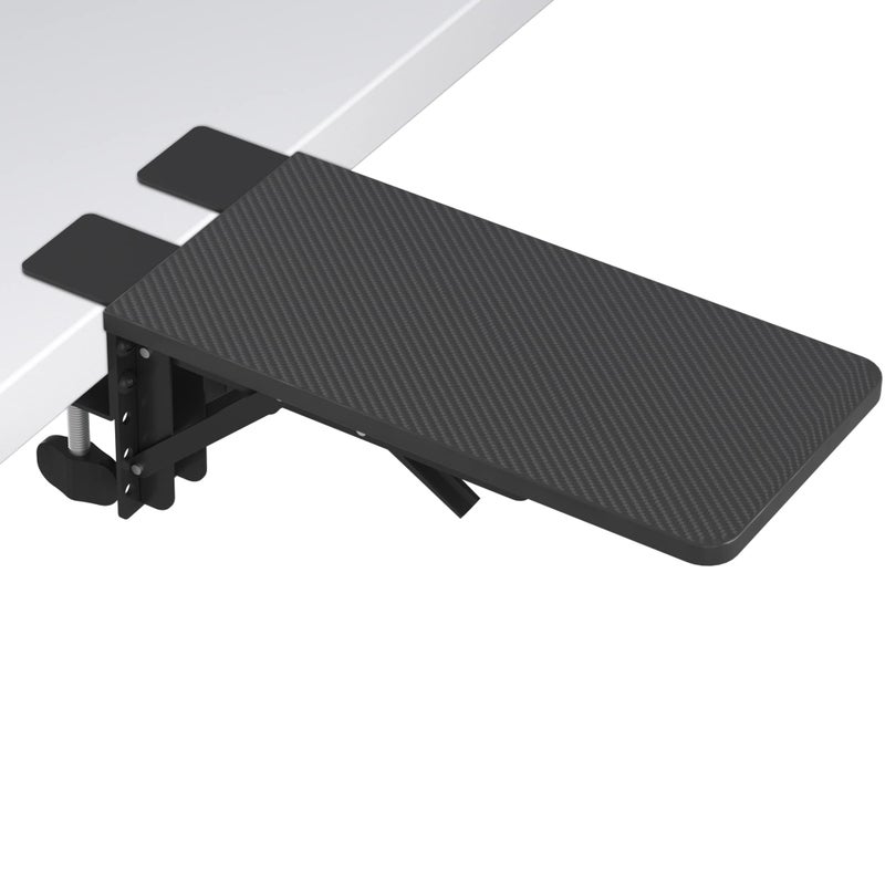 BONTEC Desk Extender Tray, 11.8"x5.9" Table Mount Arm Wrist Rest Shelf, 90Â°Foldable Elbow Support, Clamp on Computer Arm Rest for Desk, Office & Home Use, Durable & Easy to Install - Image 1