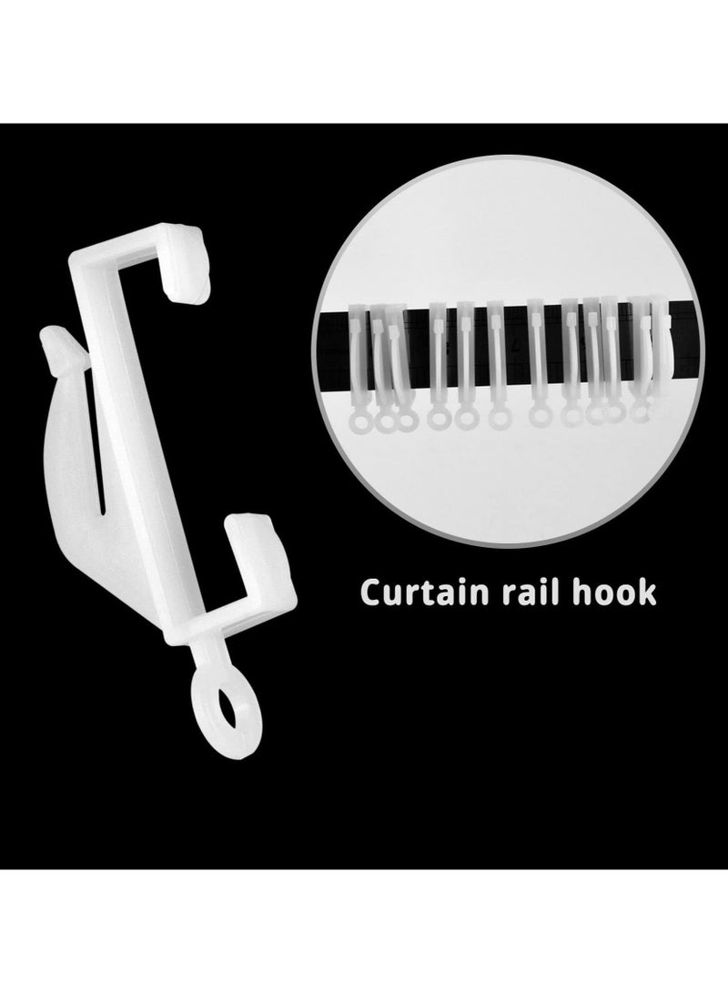 Captaintech 100 Pcs Curtain Hooks, Curtain Track Hooks White Plastic Curtain Hooks for Shower Curtain, Track Window, Door, Window Curtain - Image 5