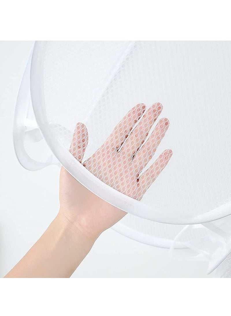 2 Piece Pop Up Laundry Hampers, Collapsible Mesh Laundry Basket, Foldable Clothes Hampers for Bathroom, College Dorm, Travel,White.  - Image 3