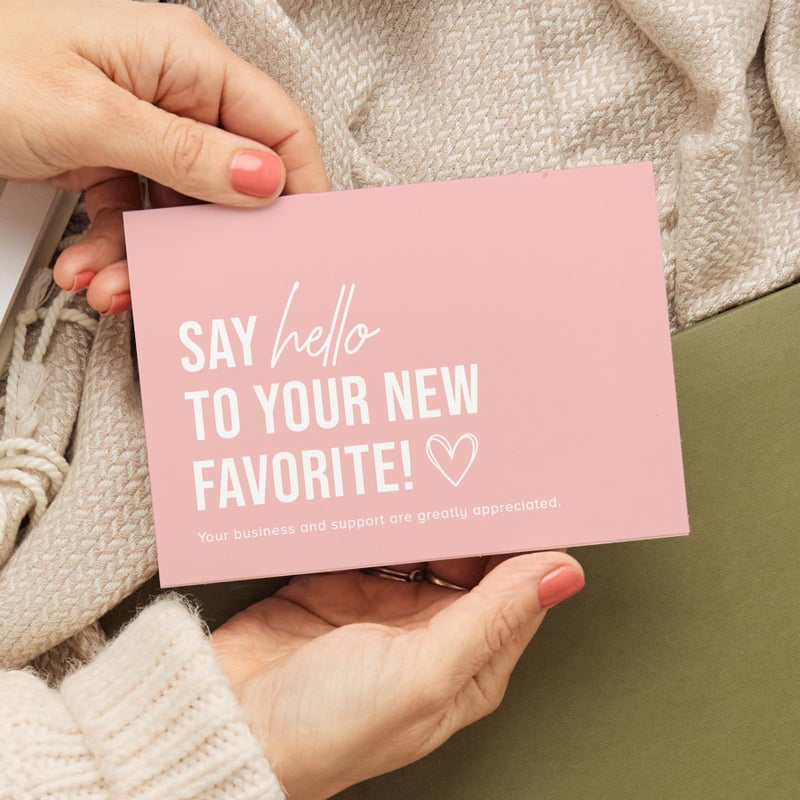 ThreeKin Collective 100-Pack â€œSay Hello to Your New Favoriteâ€ Business Thank You Cards - 3.5â€ x 2.5â€ Premium Heavy-Duty Cardstock, Designed in the USA by Female-Owned Business - Image 2