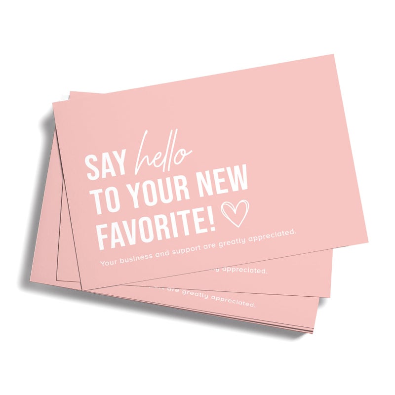 ThreeKin Collective 100-Pack â€œSay Hello to Your New Favoriteâ€ Business Thank You Cards - 3.5â€ x 2.5â€ Premium Heavy-Duty Cardstock, Designed in the USA by Female-Owned Business - Image 5