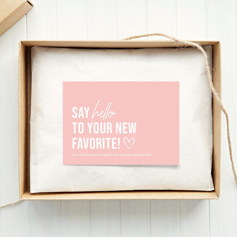 ThreeKin Collective 100-Pack â€œSay Hello to Your New Favoriteâ€ Business Thank You Cards - 3.5â€ x 2.5â€ Premium Heavy-Duty Cardstock, Designed in the USA by Female-Owned Business - Image 3