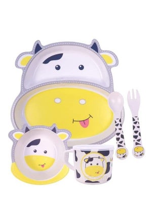 Cow Face Bamboo Baby Tableware Set Eco Friendly Bamboo Fiber Dinner Set For Weaning Toddlers;Kids Set Of Plate Bowl Cup Fork And Spoon;Baby Feeding Utensils For Kids (Cow Small) - pzsku/ZBFBCDFE1D9AE61B753D3Z/45/_/1692274027/feb27095-7d06-46ff-9b78-e16d1414cd13