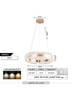 Best Power Modern Acrylic LED Ceiling Chandelier 6679-400 with 3 Lighting Modes, 60W, 120cm Adjustable Length, Elegant Hanging Light for Living Room, Dining Room & Bedroom  - Image 3