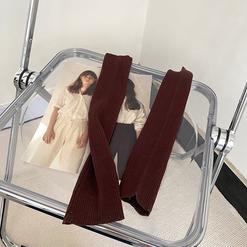 Chic Knit Arm Warmers Autumn Sweet Solid Color Half-Sleeve Coffee 