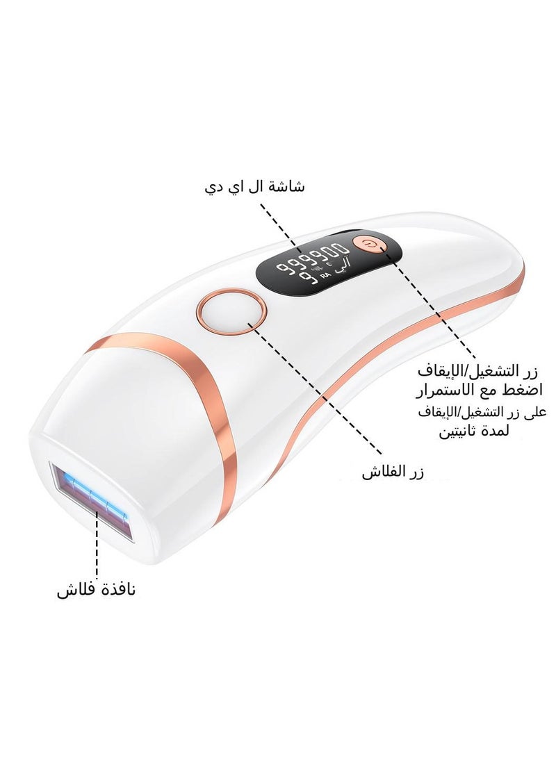 چويي أجهزة إزالة الشعر بالليزر للنساء والرجال، 3 في 1 في المنزل 9 مستويات ترقية 999900 ومضة لإزالة الشعر بالليزر للوجه والإبطين والذراعين وخط البيكيني والساقين والجسم كله - Image 2