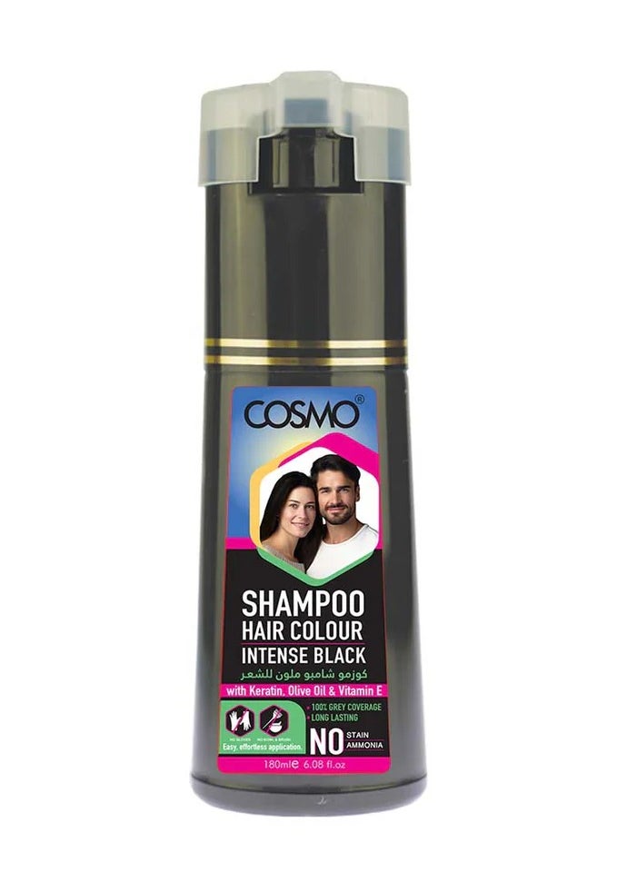 COSMO Cosmo Hair Colour Shampoo Intense Black 180ml for Men and Women 