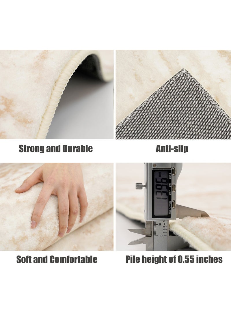 Area Rug Living Room Rugs Abstract Modern Soft Non Slip Carpet Indoor Thin Low Pile Carpets for Bedroom Under Dining Table Home Office Farmhouse Decor Beige (C-200x300cm) - Image 3